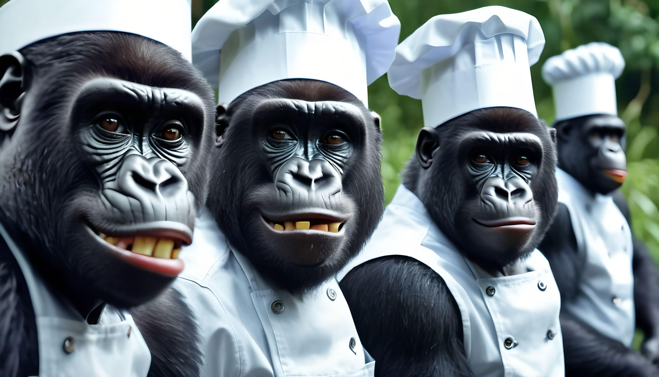 Gorilla eating pizza